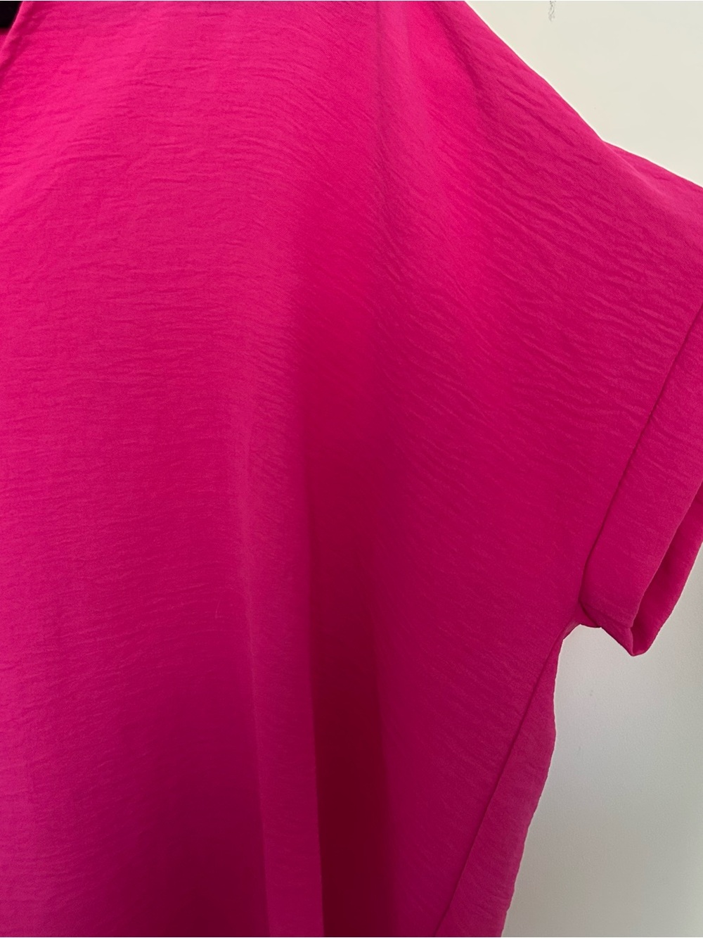 Dolman V-Neck Tunic Top in Bright Pink - Picture 2 of 4